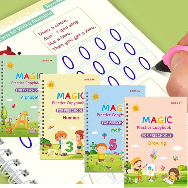 4 in 1 Sank Magic Book | Reusable Magic Practice Copy Book