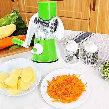 Multifunctional Roller Vegetable Cutter, 3 In 1 Vegetable Slicer And Cutter, Manual Rotary Drum Greator, Hand Roller Type Square Drum Vegetable Cutter with 3 Removable Blades For Kitchen